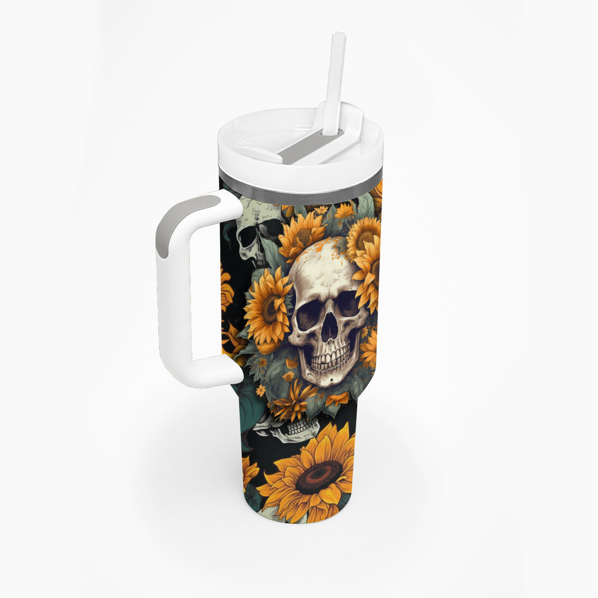 Shine Like A Sunflower Skull Tumbler With Handle - Wonder Print Shop