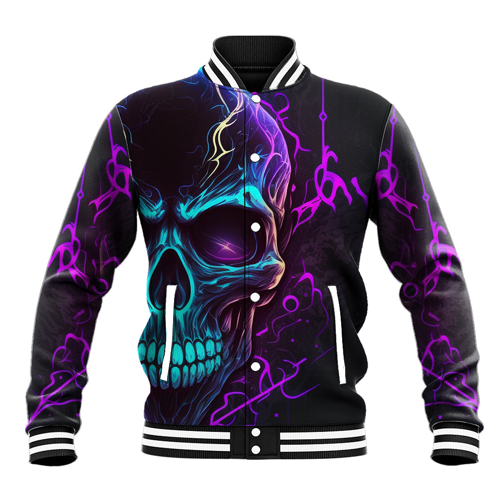 Music Is My Only Friend Skull Baseball Jacket - Wonder Print Shop