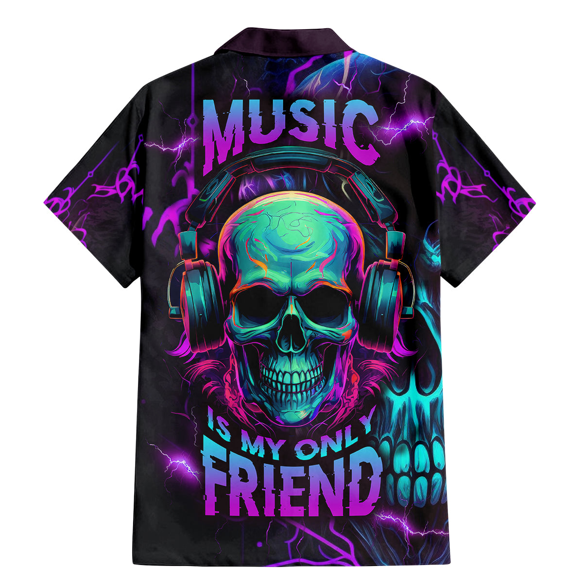 Music Is My Only Friend Skull Family Matching Mermaid Dress and Hawaiian Shirt - Wonder Print Shop