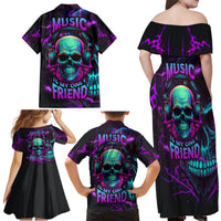 Music Is My Only Friend Skull Family Matching Off Shoulder Maxi Dress and Hawaiian Shirt - Wonder Print Shop
