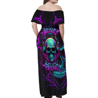 Music Is My Only Friend Skull Family Matching Off Shoulder Maxi Dress and Hawaiian Shirt - Wonder Print Shop