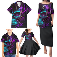 Music Is My Only Friend Skull Family Matching Puletasi Dress and Hawaiian Shirt - Wonder Print Shop