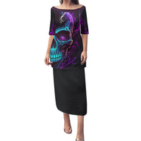 Music Is My Only Friend Skull Family Matching Puletasi Dress and Hawaiian Shirt - Wonder Print Shop