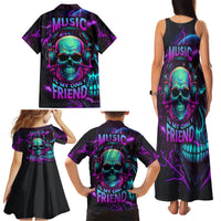 Music Is My Only Friend Skull Family Matching Tank Maxi Dress and Hawaiian Shirt - Wonder Print Shop
