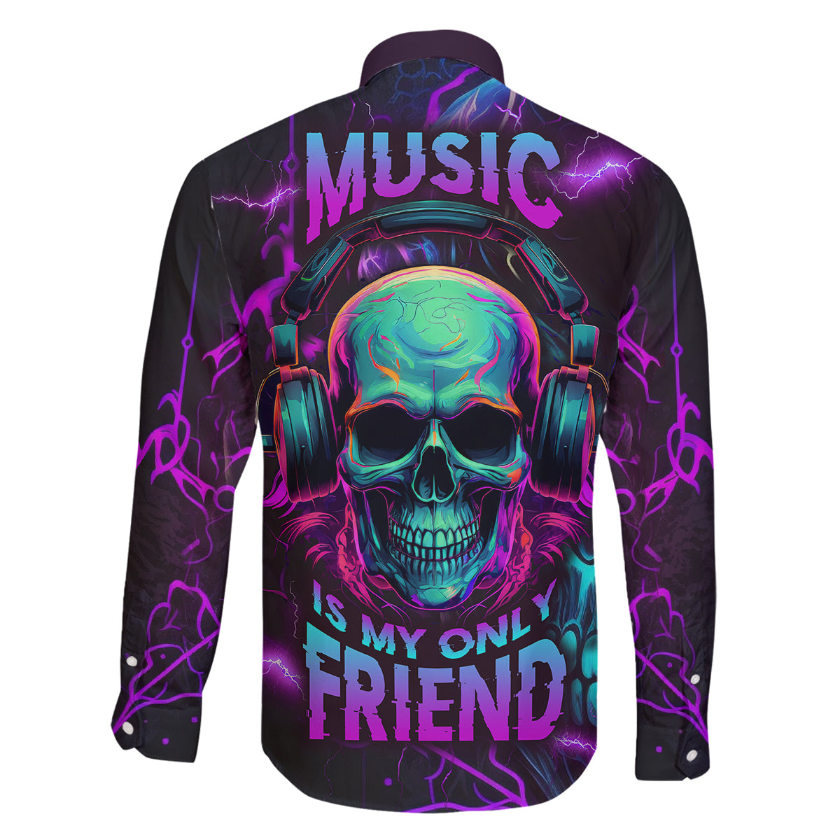 Music Is My Only Friend Skull Family Matching Tank Maxi Dress and Hawaiian Shirt - Wonder Print Shop