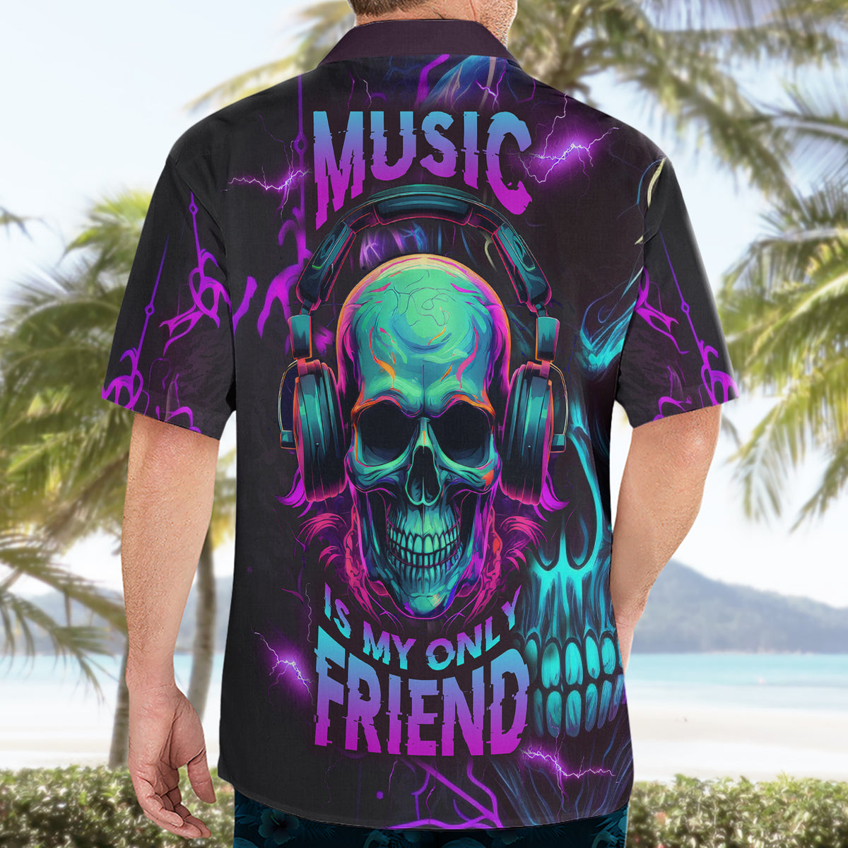 Music Is My Only Friend Skull Hawaiian Shirt - Wonder Print Shop