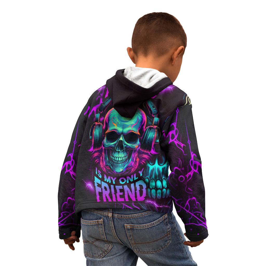 Music Is My Only Friend Skull Kid Hoodie - Wonder Print Shop