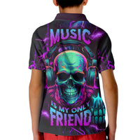 Music Is My Only Friend Skull Kid Polo Shirt - Wonder Print Shop