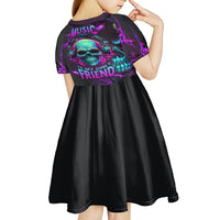 Music Is My Only Friend Skull Kid Short Sleeve Dress - Wonder Print Shop
