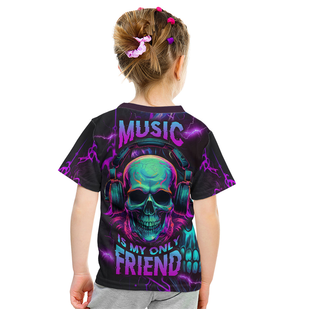 Music Is My Only Friend Skull Kid T Shirt - Wonder Print Shop