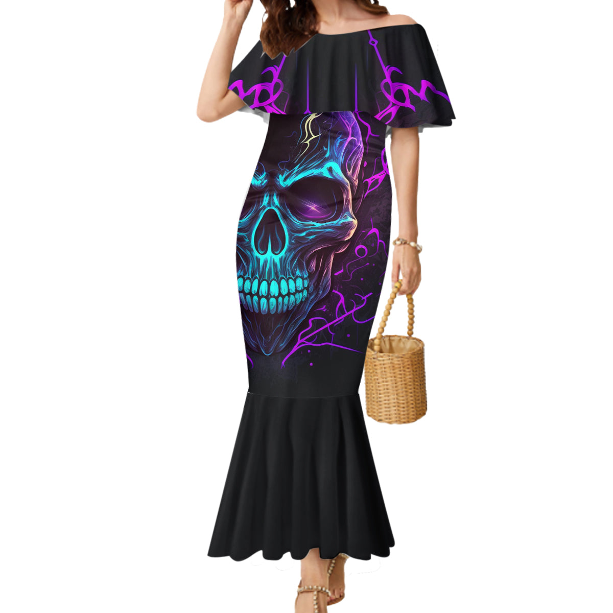 Music Is My Only Friend Skull Mermaid Dress - Wonder Print Shop