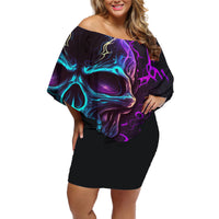 Music Is My Only Friend Skull Off Shoulder Short Dress - Wonder Print Shop