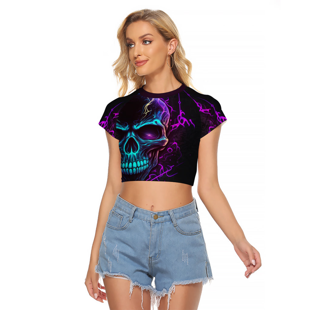 Music Is My Only Friend Skull Raglan Cropped T Shirt - Wonder Print Shop