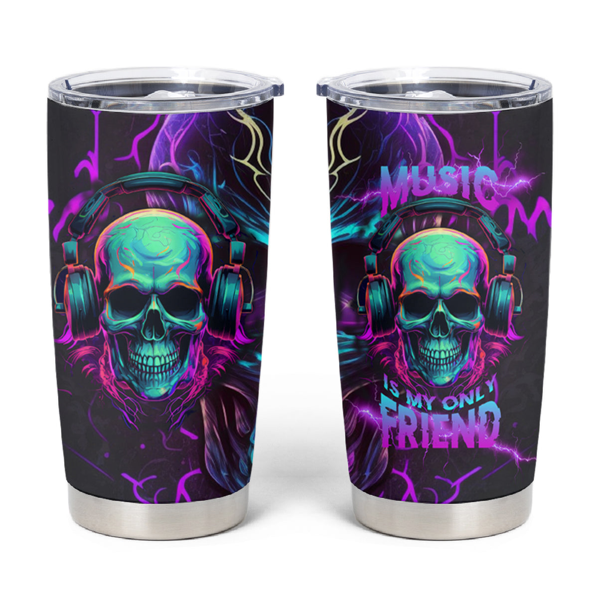 Music Is My Only Friend Skull Tumbler Cup - Wonder Print Shop