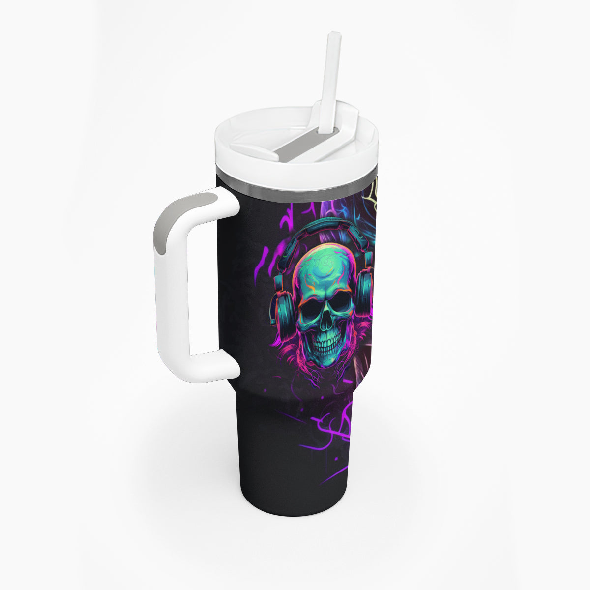 Music Is My Only Friend Skull Tumbler With Handle - Wonder Print Shop