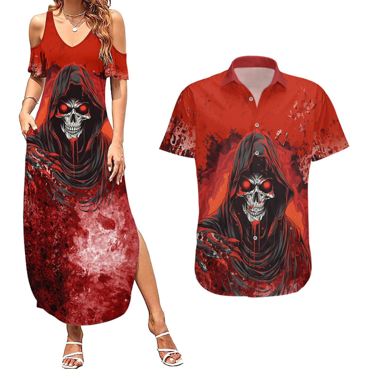 If Karma Doesn't Hit You Trust Me I Will Couples Matching Summer Maxi Dress and Hawaiian Shirt - Wonder Print Shop