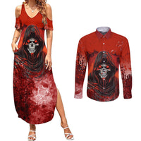 If Karma Doesn't Hit You Trust Me I Will Couples Matching Summer Maxi Dress and Long Sleeve Button Shirts - Wonder Print Shop