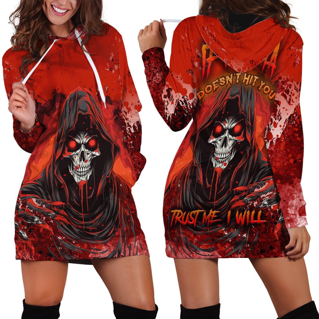 If Karma Doesn't Hit You Trust Me I Will Hoodie Dress - Wonder Print Shop