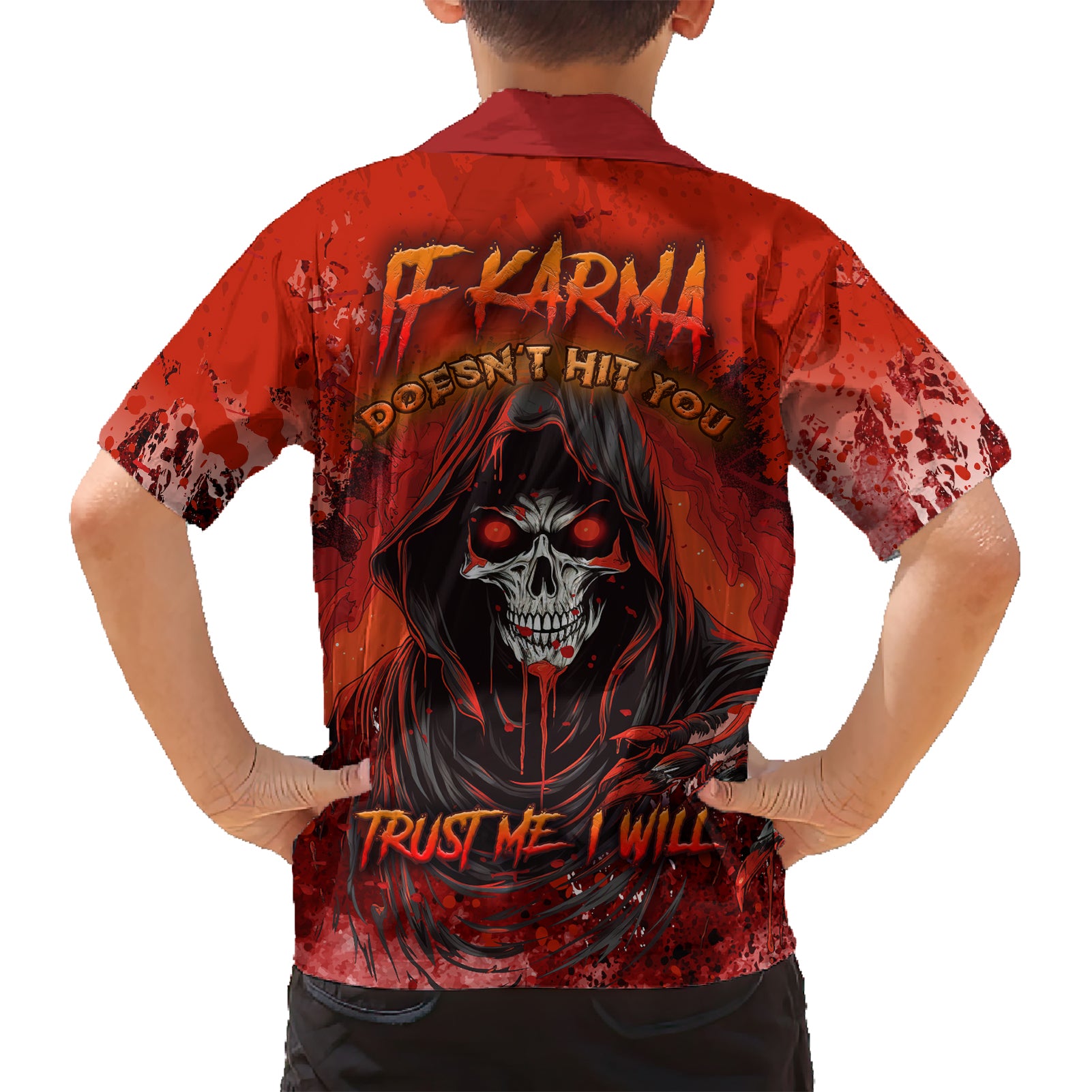 If Karma Doesn't Hit You Trust Me I Will Kid Hawaiian Shirt - Wonder Print Shop