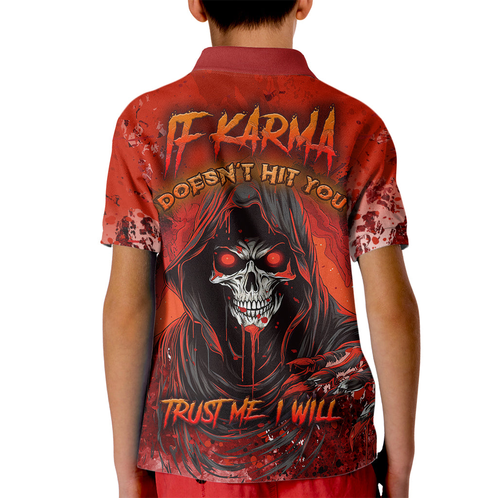 If Karma Doesn't Hit You Trust Me I Will Kid Polo Shirt - Wonder Print Shop