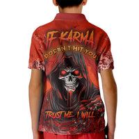 If Karma Doesn't Hit You Trust Me I Will Kid Polo Shirt - Wonder Print Shop