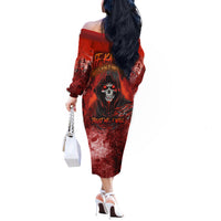 If Karma Doesn't Hit You Trust Me I Will Off The Shoulder Long Sleeve Dress - Wonder Print Shop