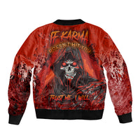 If Karma Doesn't Hit You Trust Me I Will Sleeve Zip Bomber Jacket - Wonder Print Shop