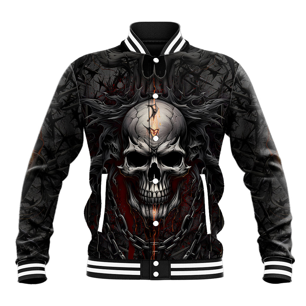 Be Careful Skull Baseball Jacket - Wonder Print Shop