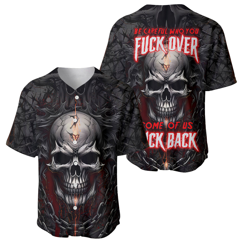 Be Careful Skull Baseball Jersey - Wonder Print Shop