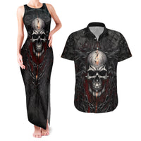 Be Careful Skull Couples Matching Tank Maxi Dress and Hawaiian Shirt - Wonder Print Shop