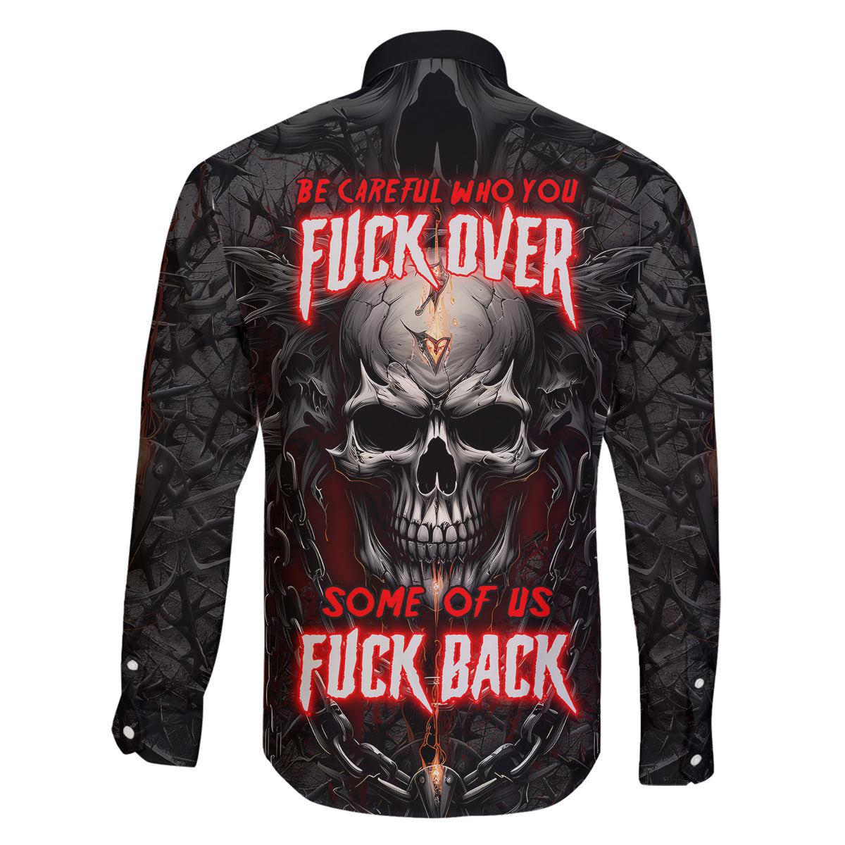 Be Careful Skull Family Matching Long Sleeve Bodycon Dress and Hawaiian Shirt - Wonder Print Shop