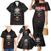 Be Careful Skull Family Matching Mermaid Dress and Hawaiian Shirt - Wonder Print Shop