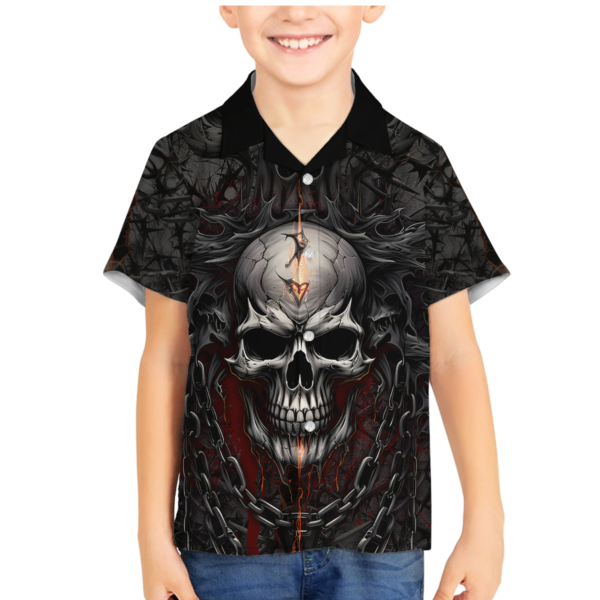 Be Careful Skull Family Matching Mermaid Dress and Hawaiian Shirt - Wonder Print Shop