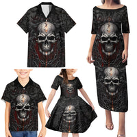 Be Careful Skull Family Matching Puletasi Dress and Hawaiian Shirt - Wonder Print Shop