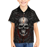 Be Careful Skull Family Matching Puletasi Dress and Hawaiian Shirt - Wonder Print Shop