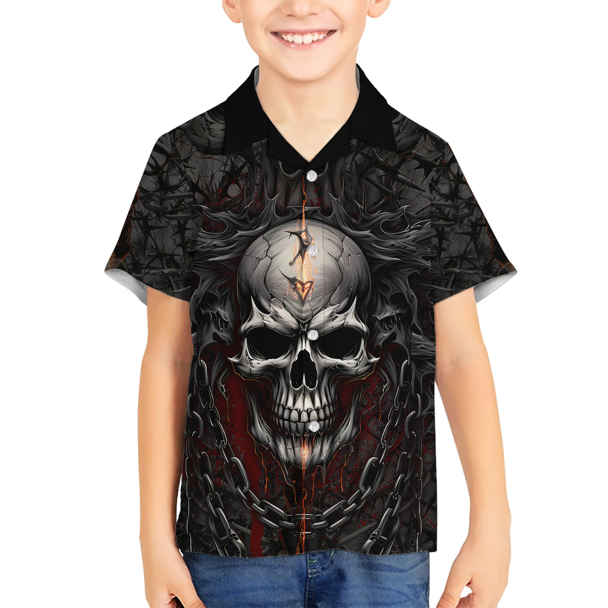 Be Careful Skull Kid Hawaiian Shirt - Wonder Print Shop