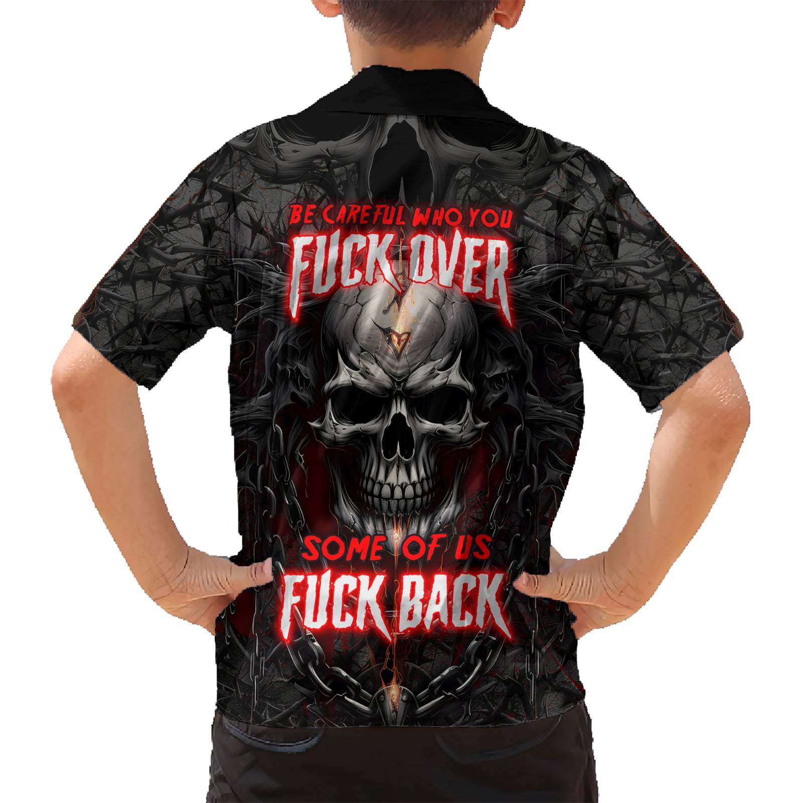 Be Careful Skull Kid Hawaiian Shirt - Wonder Print Shop