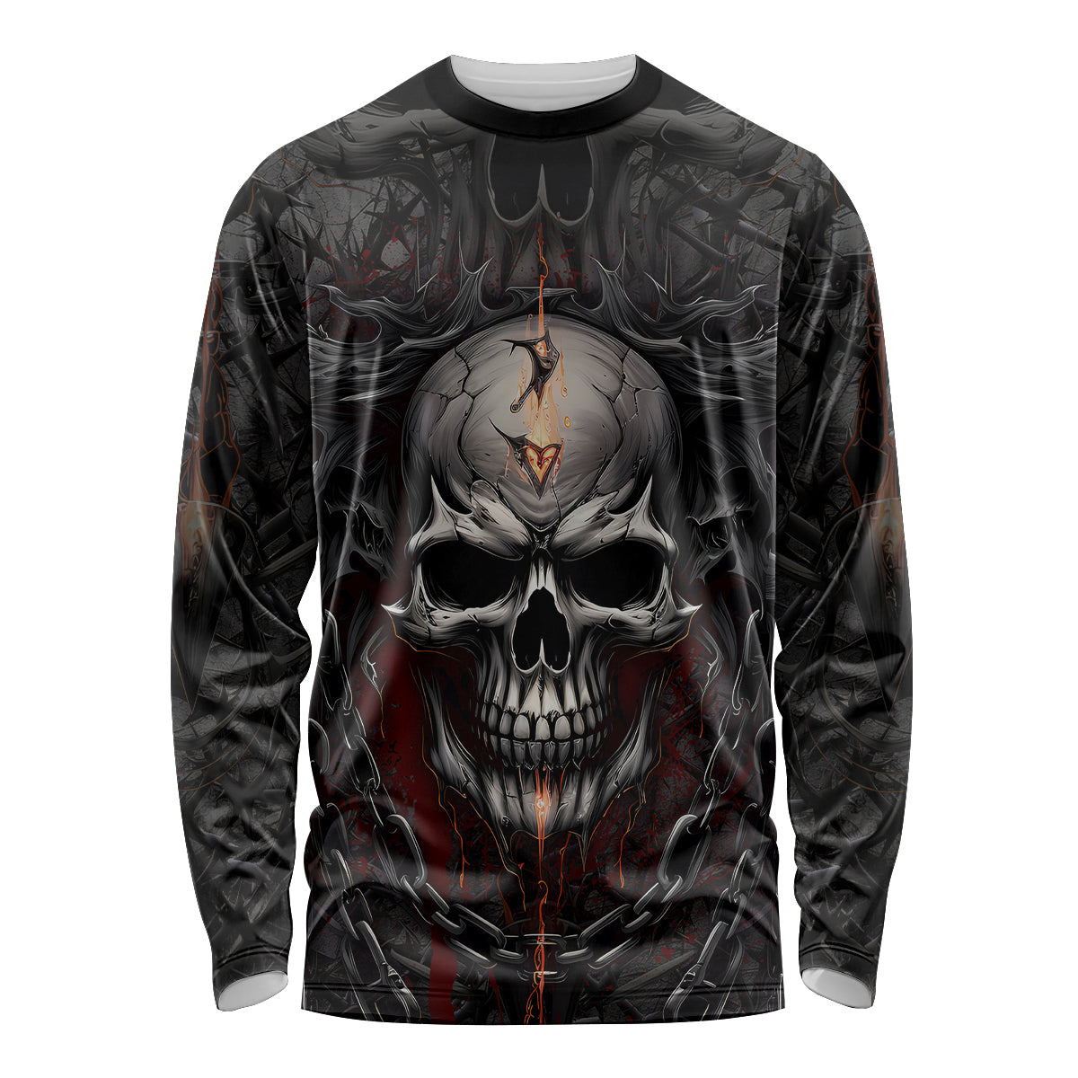 Be Careful Skull Long Sleeve Shirt - Wonder Print Shop