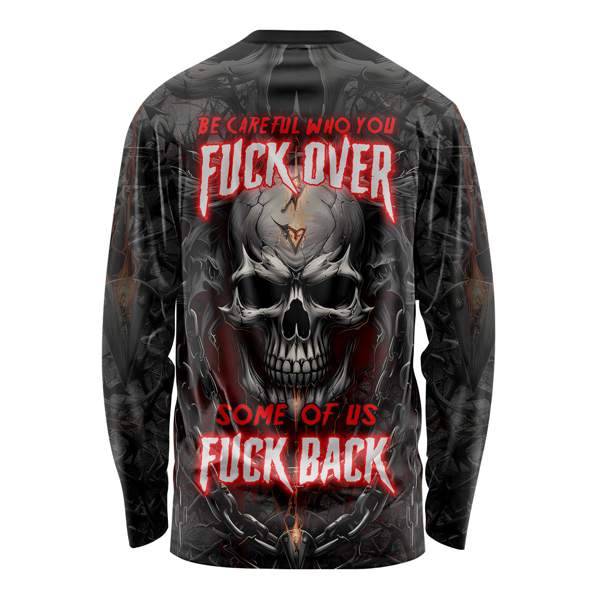 Be Careful Skull Long Sleeve Shirt - Wonder Print Shop