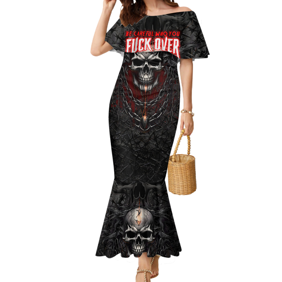 Be Careful Skull Mermaid Dress - Wonder Print Shop