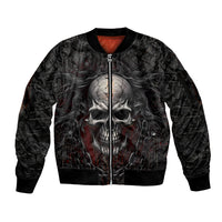 Be Careful Skull Sleeve Zip Bomber Jacket - Wonder Print Shop
