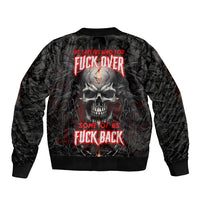 Be Careful Skull Sleeve Zip Bomber Jacket - Wonder Print Shop
