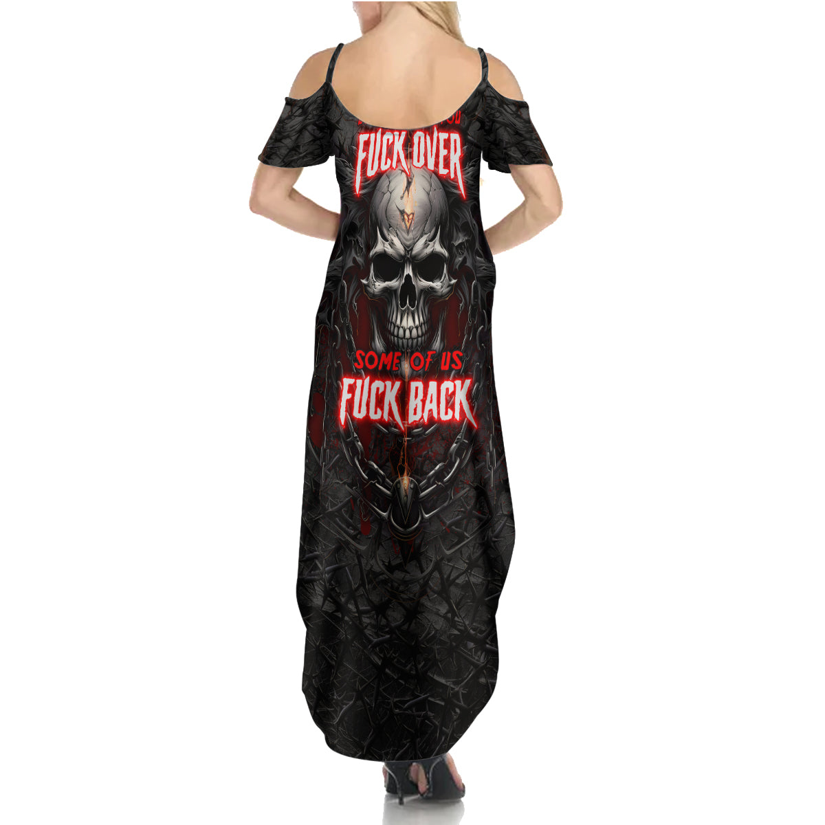 Be Careful Skull Summer Maxi Dress - Wonder Print Shop
