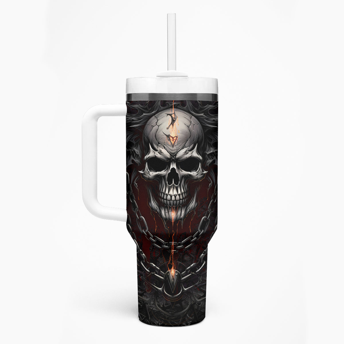 Be Careful Skull Tumbler With Handle - Wonder Print Shop
