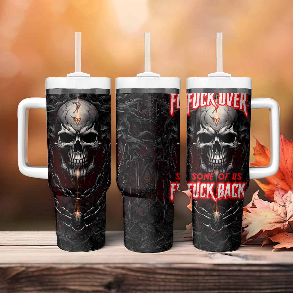 Be Careful Skull Tumbler With Handle - Wonder Print Shop