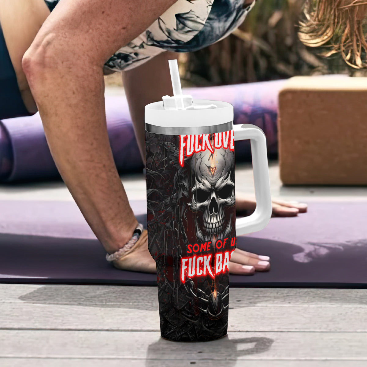 Be Careful Skull Tumbler With Handle - Wonder Print Shop