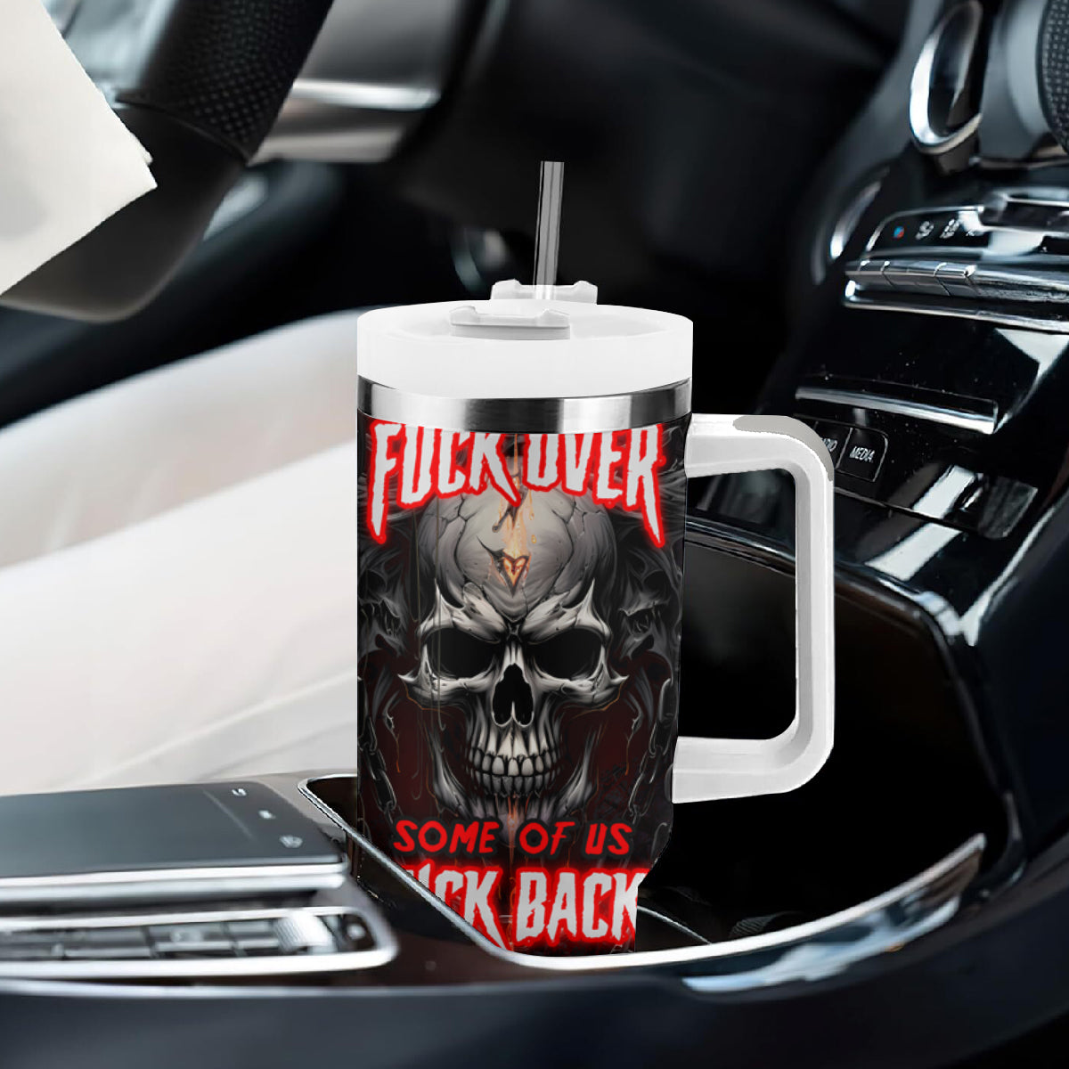 Be Careful Skull Tumbler With Handle - Wonder Print Shop