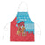 Azerbaijan Christmas Apron with Santa Riding Horse Red Flame Motif and Blue Islamic Pattern Design - Wonder Print Shop