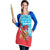 Azerbaijan Christmas Apron with Santa Riding Horse Red Flame Motif and Blue Islamic Pattern Design - Wonder Print Shop