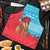 Azerbaijan Christmas Apron with Santa Riding Horse Red Flame Motif and Blue Islamic Pattern Design - Wonder Print Shop